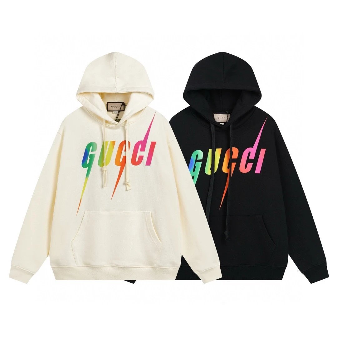 Gucci Hoodie Lightning on the chest logo Printed Hoodie Sweatshirt Jacket Top Unisex Sports Casual Loose Fit Versatile