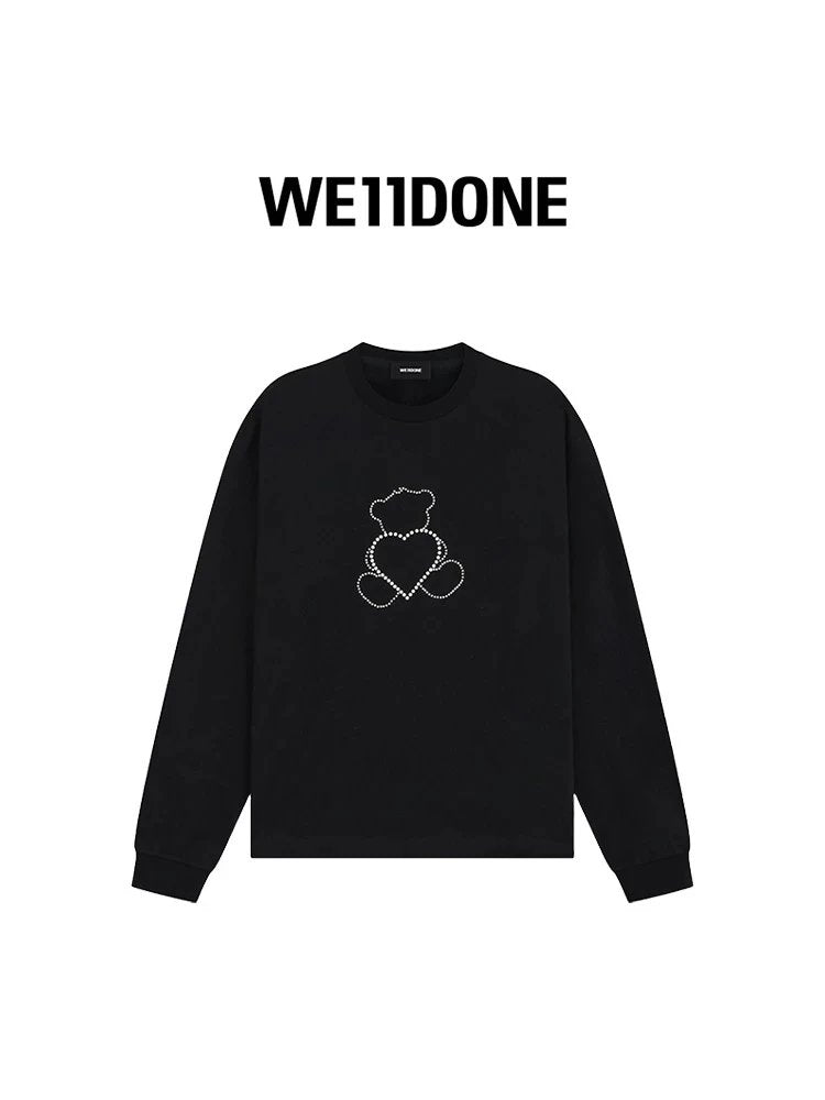 We11done Hoodie Top Version24Early Autumn Men's and Women's Same Pearl Bear Long Sleeve T T-shirt