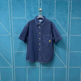 Louis Vuitton LV Shirt Back Strap Signature Letter Embroidery logo Shijia Turn-down Collar Short Sleeve Shirt Versatile Business Unisex Casual Slim Fit Jacket