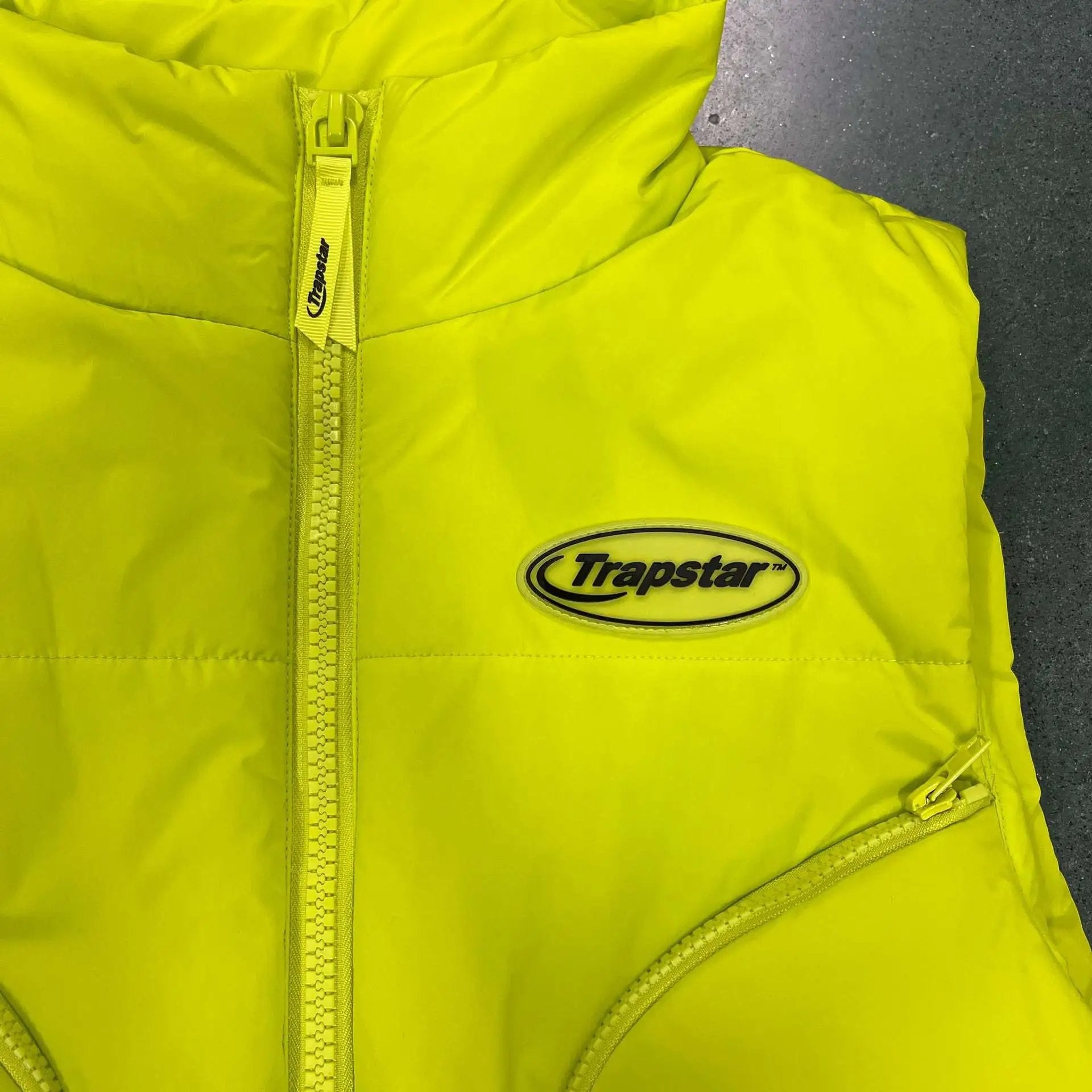 Trapstar Down Jackets Vests Fluorescent Yellow American Vest Men's Autumn and Winter Loose Fashion Brand Casual Vest Bread Coat Cotton Coat Jacket