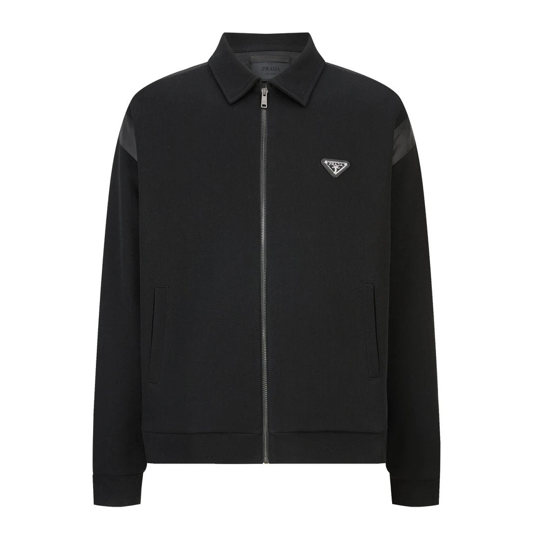 PRADA Jackets 24FW Prada Triangle Logo Nylon Patchwork Zipper Jacket Unisex Autumn Winter New Sports Casual Loose Fit Versatile