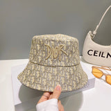 Dior Hat New Embroidery Full Printed Letters logo Sun Hat Casual All-Matching Fisherman Hat