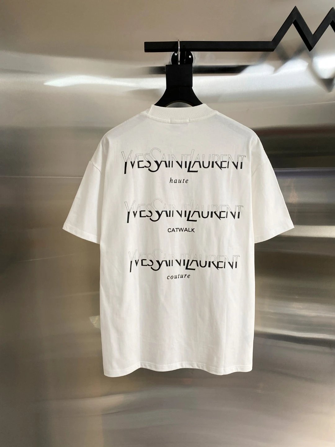 YSL T-shirt Back Letter Gradient Print logo round Neck Short Sleeve25ss New Pure Cotton Unisex Style T Casual T-Shirt Base Layer Shirt OS Loose Fit Half Sleeve Top Plus Size