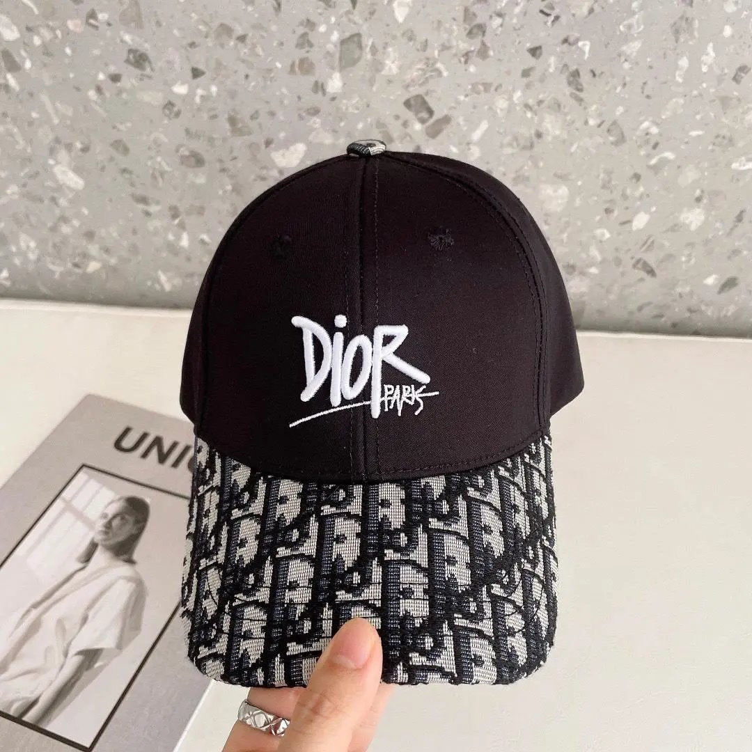 Dior Hat Classic Color Block Embroidery Letters logo Sun Protection Hat Dome Casual Baseball Cap for Women