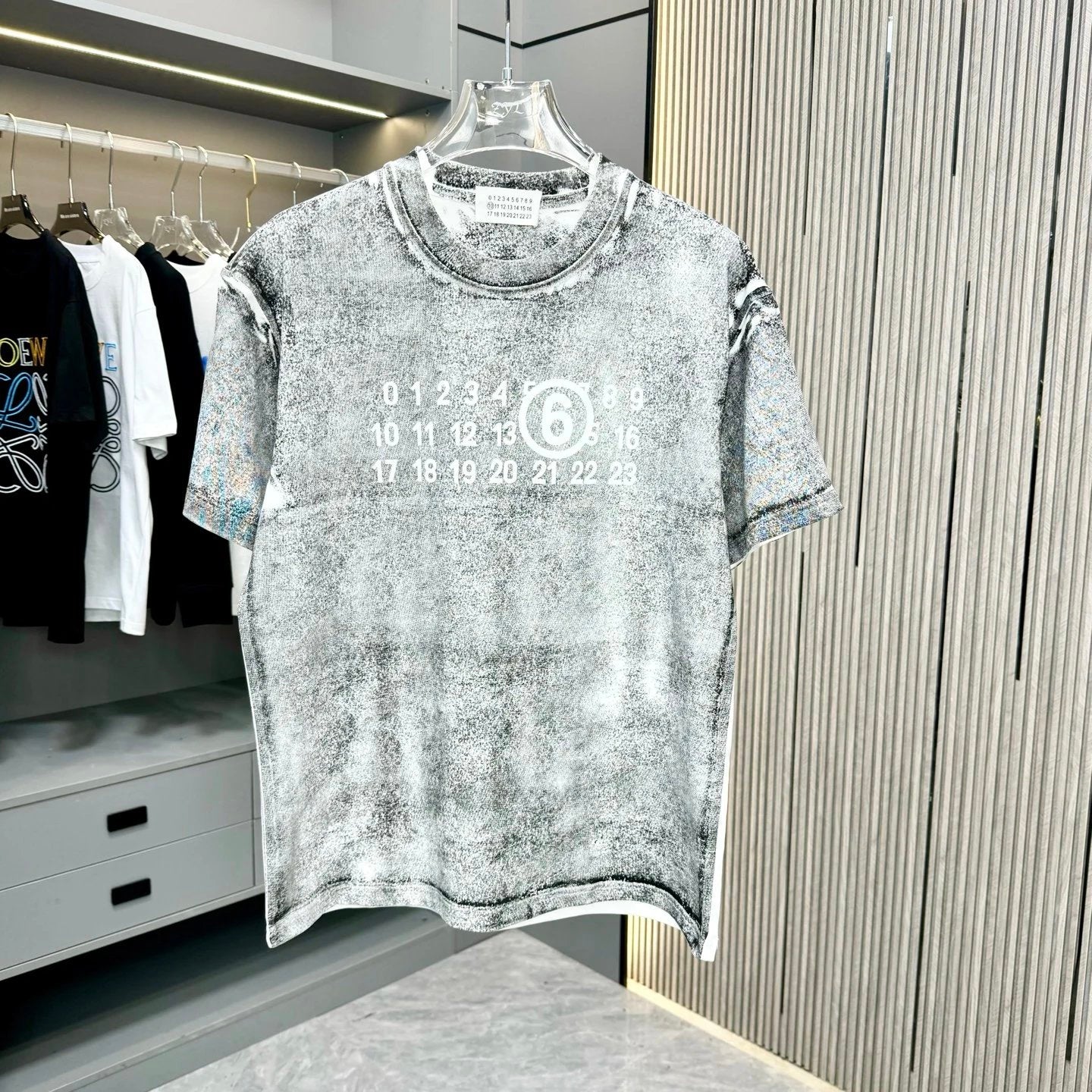 Maison Margiela T-shirt Chest Number Print logo Round Neck Short Sleeve Washed25ss New Pure Cotton Unisex Style T T-shirt OS Loose Fit Base Shirt Half Sleeve T-Shirt Top Half Sleeve
