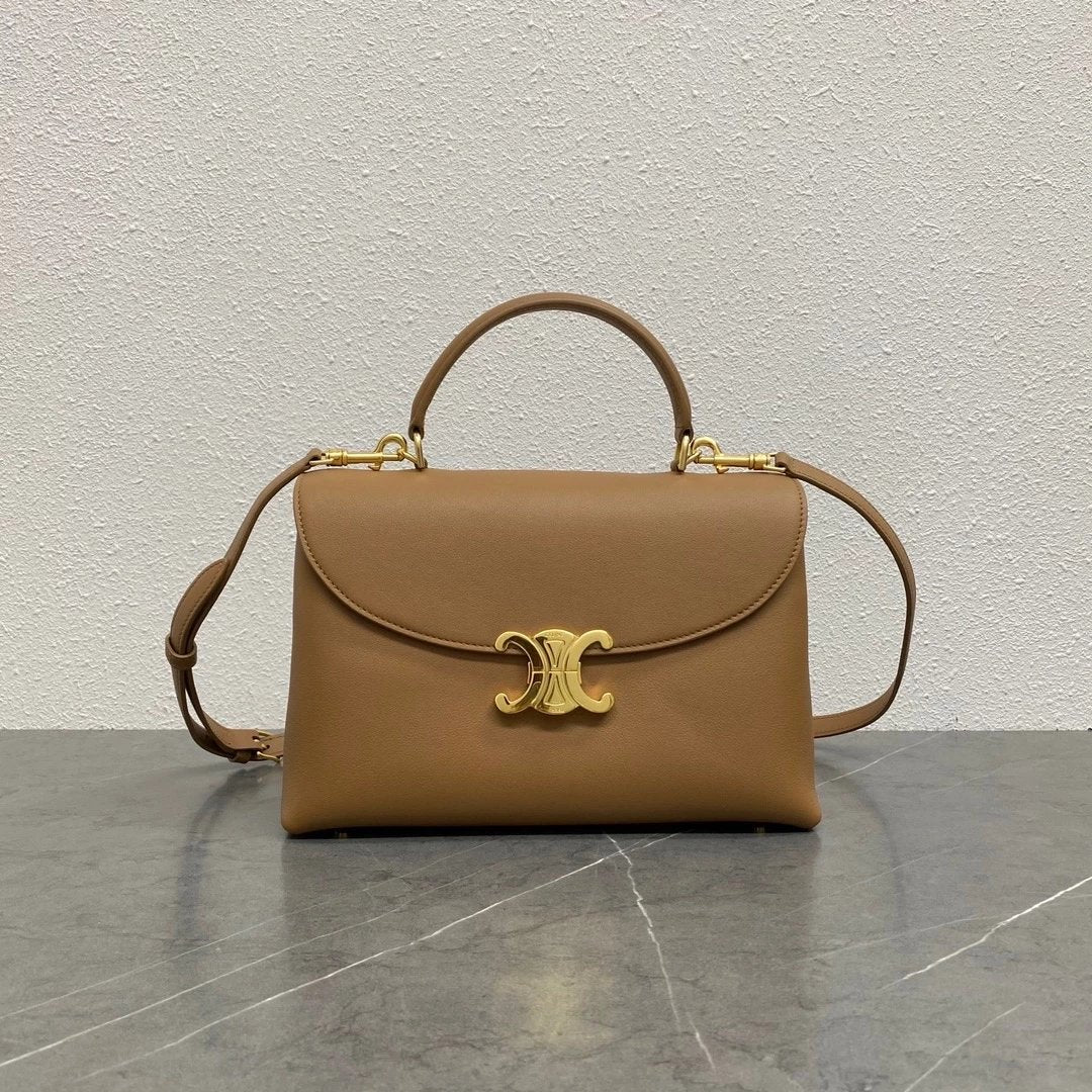 Celine women's bag Top version 【Super Original Genuine Goods Leather】24SS New Arc De Triomphe kelly Handbag Portable Messenger Bag Shoulder Bag Medium NiNo Top handled shoulder Kelly Handbag Women's Bag117523