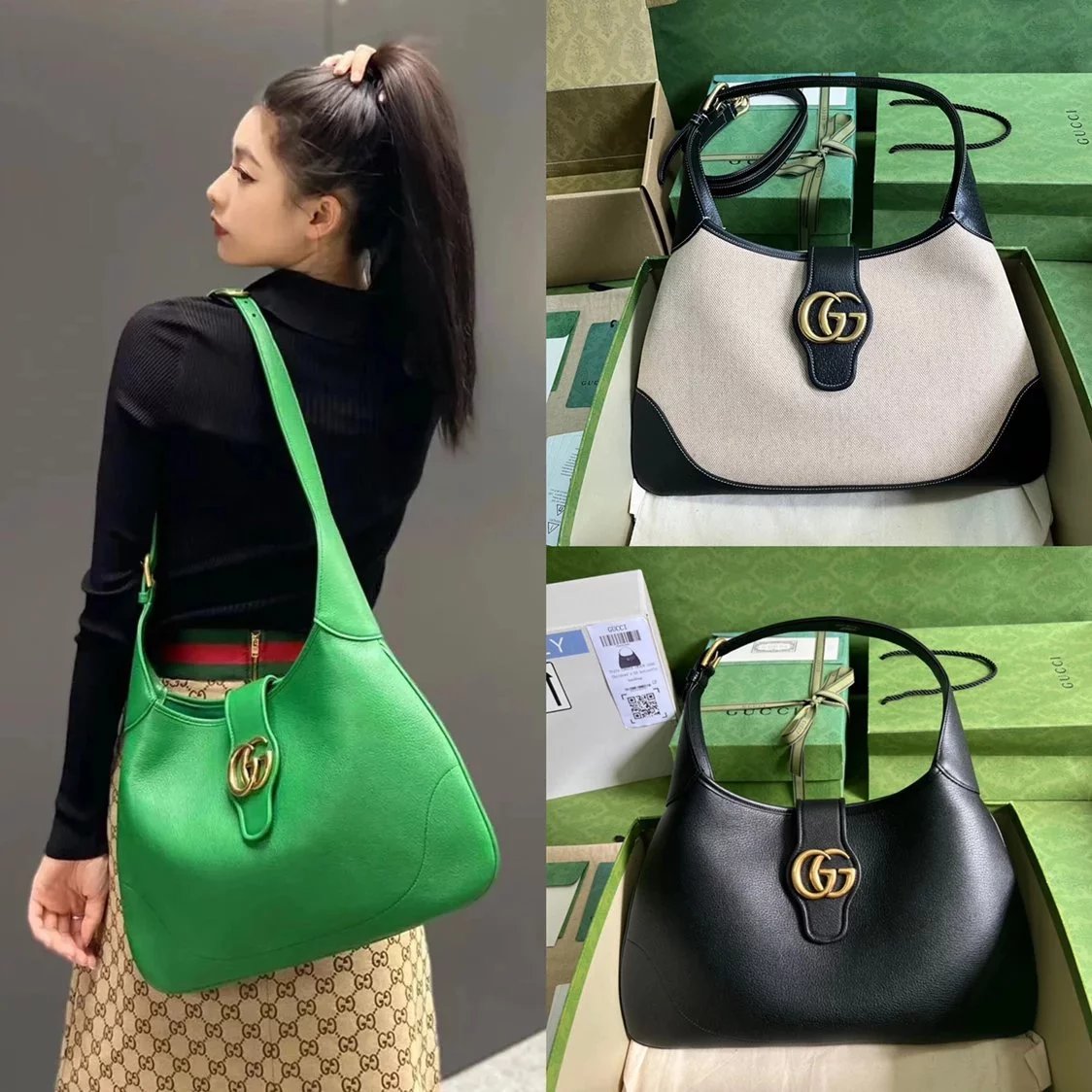 Gucci Women's Bag Top version 【Genuine Goods Original Leather】2022New Cosmogonie Series Underarm Bag New Aphrodite Underarm Bag Xiaohongshu Recommended New Underarm Bag Hobo Bag Shoulder Messenger Bag Portable Women's Bag Genuine Leather Bag726274