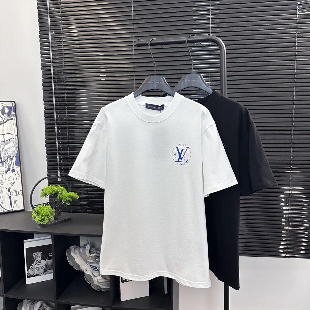 Louis Vuitton LV T-shirt New Workwear Eco-friendly Earth Front and Back Print logo round Neck Short Sleeve25ss New pure cotton T Unisex T-Shirt OS Loose Fit Base Shirt G Home Top Half Sleeve T-Shirt