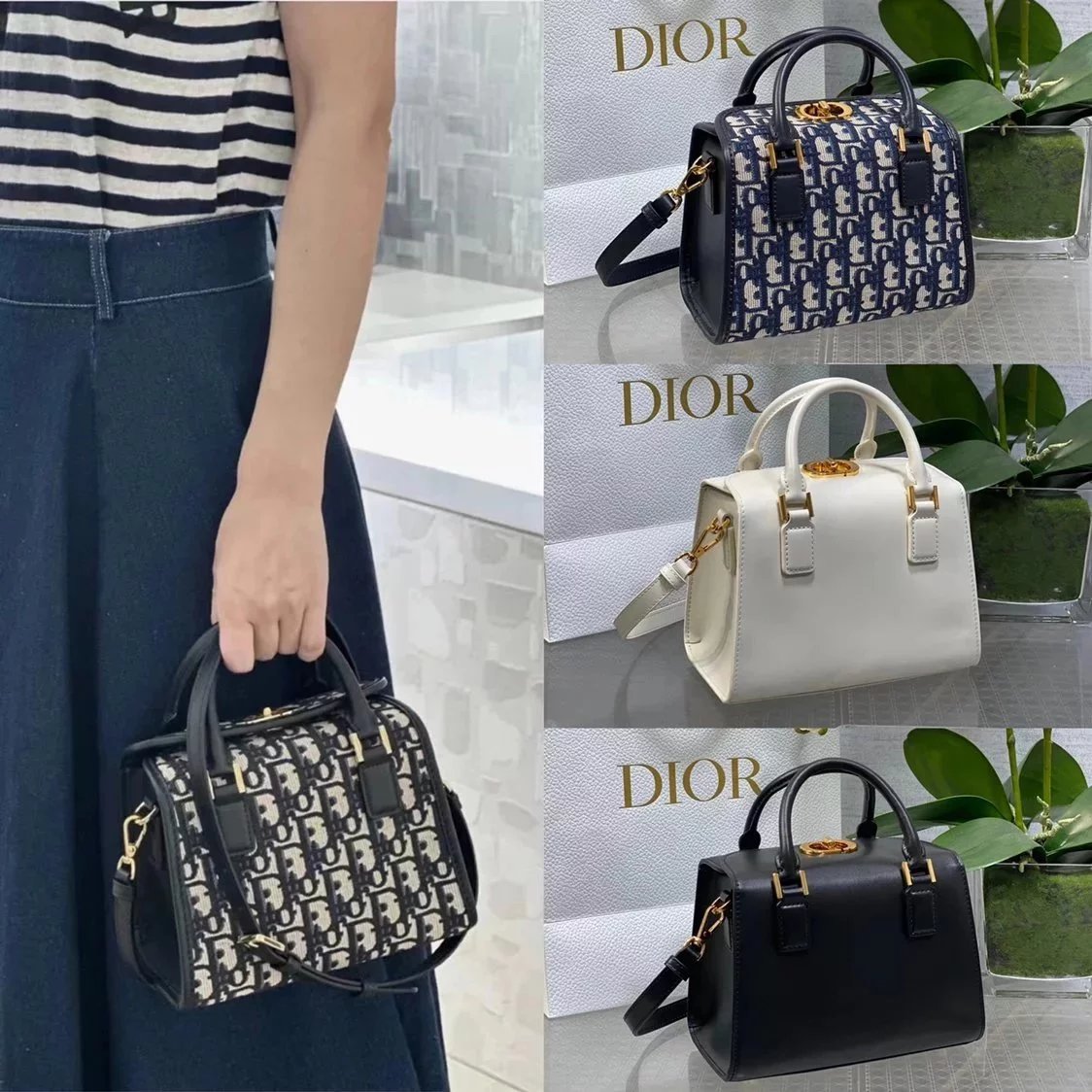 Dior Women's Bag Top version 【Super Original Factory】Autumn and Winter Latest Boston Boston Bag New boston Box Bag Portable Travel Bag Pillow Bag Women's Bag