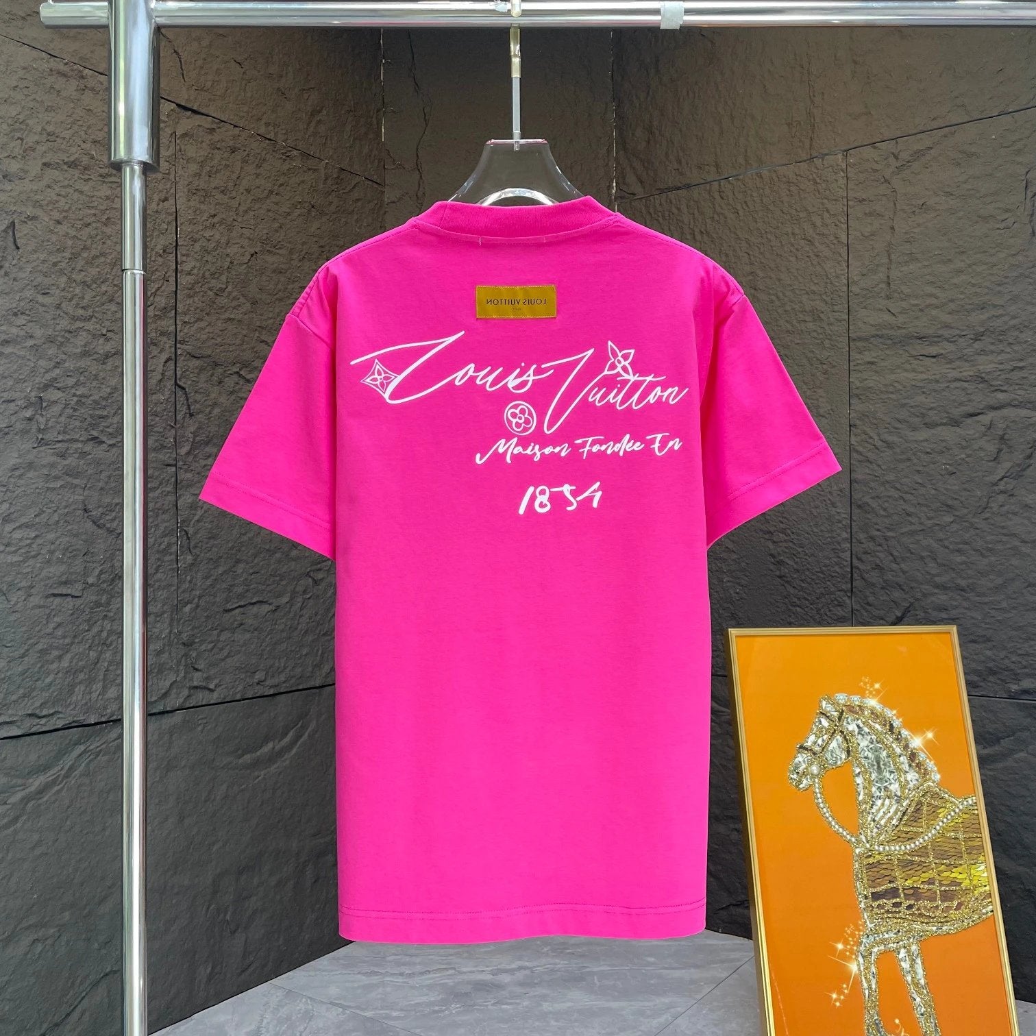 Louis Vuitton LV T-shirt Back Letter Pattern Print logo round Neck Short Sleeve25ss New Pure Cotton Unisex Style T T-shirt OS Loose Fit Base Shirt Half Sleeve T-Shirt Top Half Sleeve