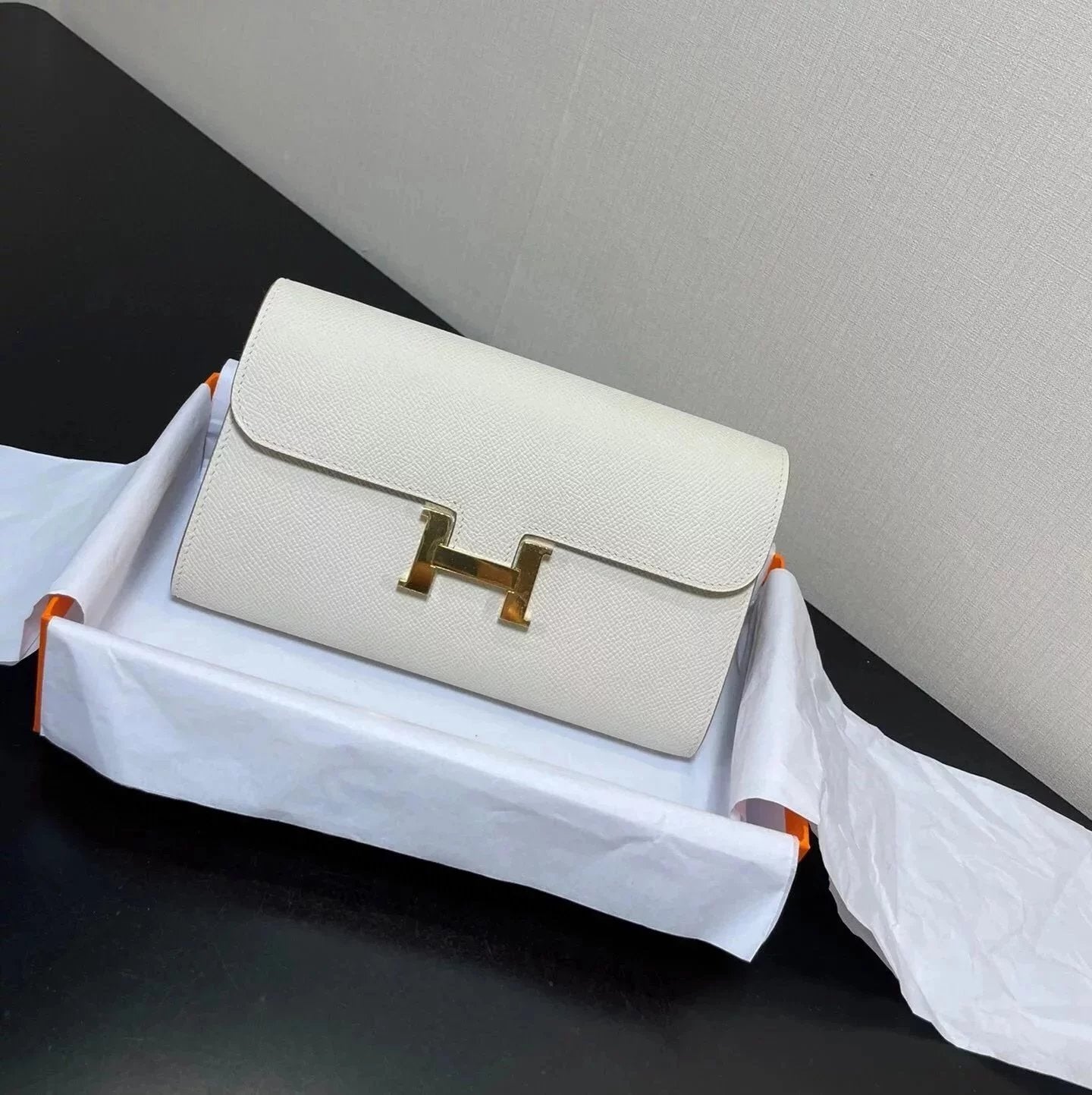 Hermes women's bag Top version New Kangkang Women's Bag epsom Leather Palm Print ConstanceToGoWoc Shoulder Crossbody Handbag Clutch Long Long Purse Wallet Dinner Bag
