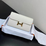 Hermes women's bag Top version New Kangkang Women's Bag epsom Leather Palm Print ConstanceToGoWoc Shoulder Crossbody Handbag Clutch Long Long Purse Wallet Dinner Bag