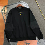 PRADA Hoodie 2024New Style Patchwork Metal Logo Embroidered Crewneck Sweatshirt Long Sleeve Base Shirt Outerwear Trendy Unisex Sports Casual Loose Fit Versatile Autumn Winter New Arrival