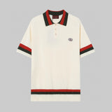 Gucci T-shirt Red and green stripes logo Knitting POLO Shirt Lapel Short Sleeve25ss New Unisex Summer Short Sleeve OS Loose T Business Half Sleeve Shirt Plus Size T-Shirt