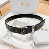 Dior Belt Top version Original Single Original Single Men and Women Universal Belt Width3.5cm Counter Full Set of Packaging Original Leather Material Classic Presbyopic Full Printed Canvas Full Stand Leather Lychee Pattern Bottom Pin Buckle Letter Buckle