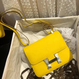 Hermes women's bag Top version 【H Handmade Custom】Stewardess Bag Constance Bag constance Silver Buckle Gold Buckle EP Women's Leather Crossbody Shoulder Bag2424