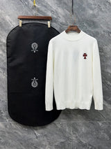 Chrome Hearts Sweater Logo LOGO Three-Dimensional Mock Neck Sweater Long Sleeve Idle Style OS Loose Fit Unisex Knit Top Jacket Versatile Casual Wearable Inside and Outside
