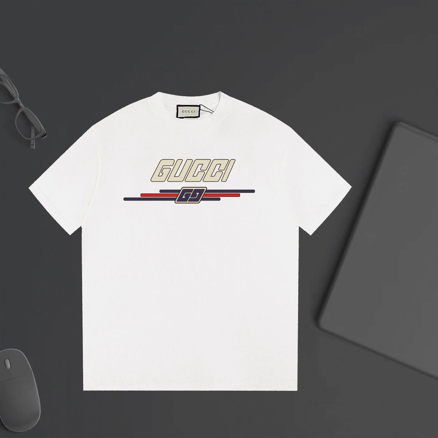 Gucci T-shirt Front Color-Block Letter Print logo round Neck Short Sleeve25ss New Pure Cotton Unisex Style T T-shirt OS Loose Fit Base Shirt Half Sleeve T-Shirt Top Half Sleeve