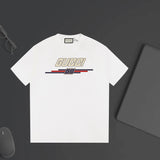Gucci T-shirt Front Color-Block Letter Print logo round Neck Short Sleeve25ss New Pure Cotton Unisex Style T T-shirt OS Loose Fit Base Shirt Half Sleeve T-Shirt Top Half Sleeve