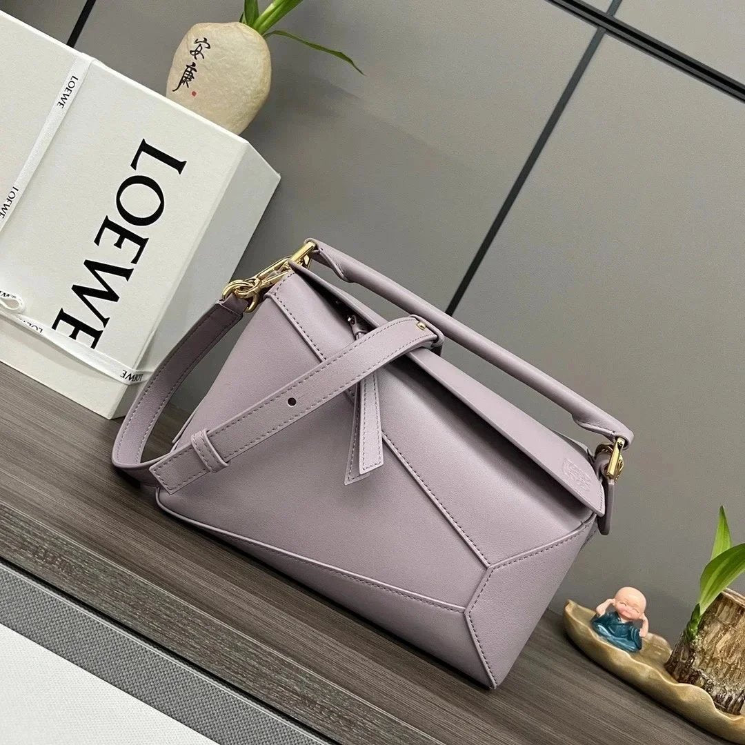 LOEWE Women's Bag Top version 【Original Leather Version】2023New Mini Satin Cow Leather PuzzleEdge Handbag puzzle Mini Handbag Geometric Bag Mobile Phone Bag Portable Messenger Bag Loe New puzzle Bag nano Size18cm Summer bags