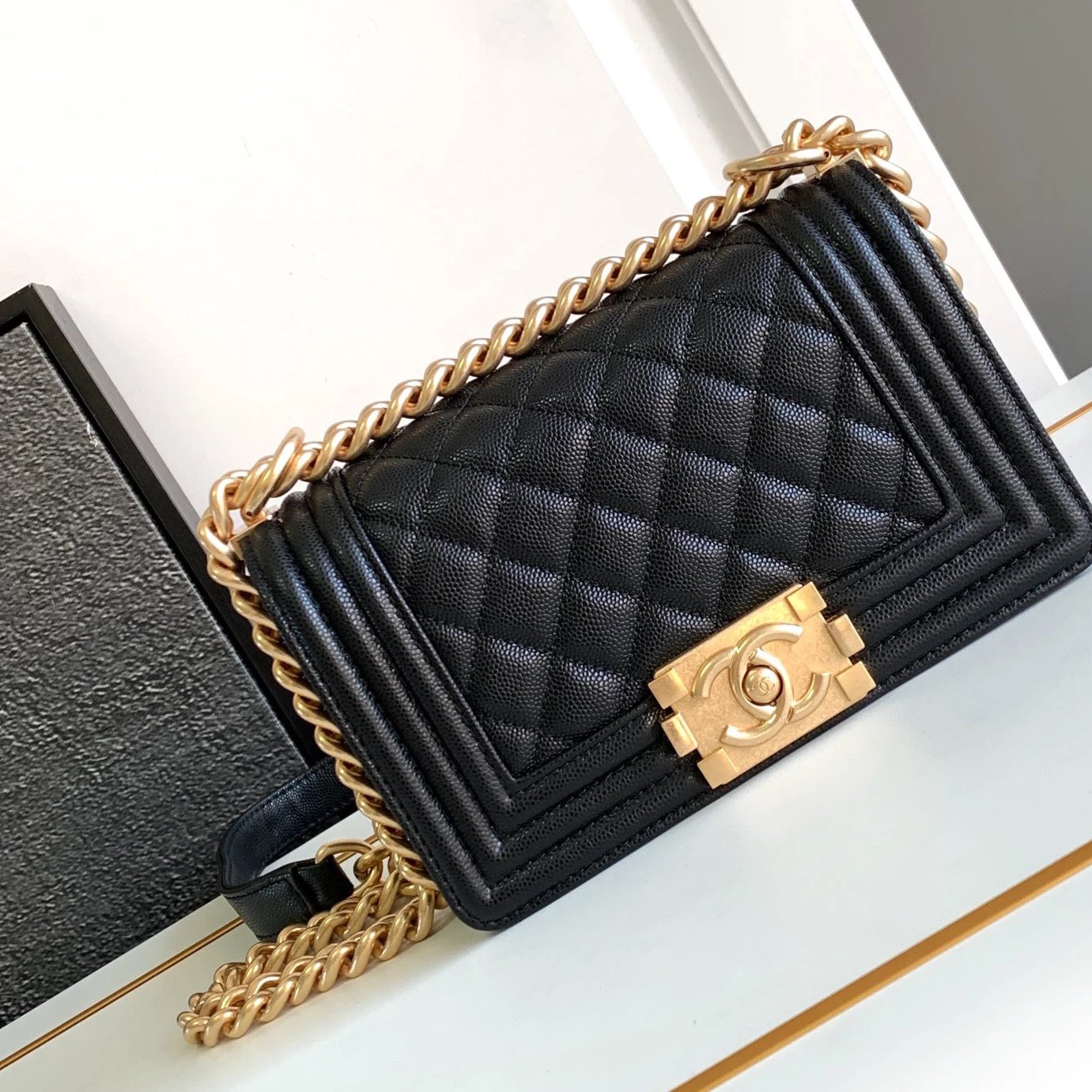 Chanel Women's Bag Top version 【Ceiling Grade High-End Version Original Leather】Classic Style Leboy Flap Bag Original Caviar Cowhide Original Sheepskin Leboy Black Gold Black Silver Ball Pattern Cattle Leather Bag Chain Bag Messenger Bag Shoulder Bag Wome