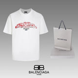 Balenciaga T-shirt Chest Letter Pattern Print logo round Neck Short Sleeve25ss New Pure Cotton Unisex Style T T-shirt OS Loose Fit Base Shirt Half Sleeve T-Shirt Top Half Sleeve