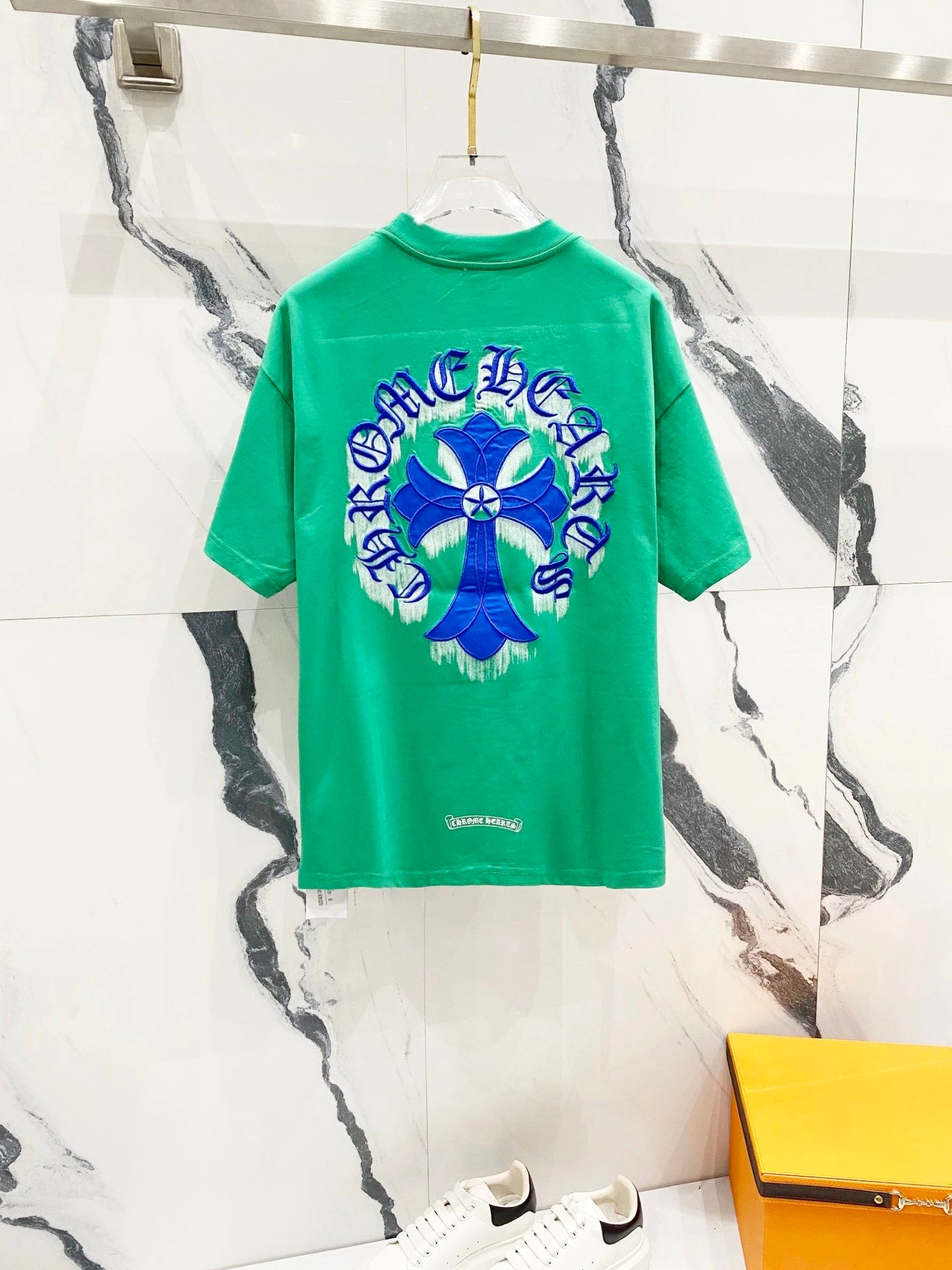 Chrome Hearts T-shirt Back Three-Dimensional Sanskrit Text Patch logo round Neck Short Sleeve25ss New Pure Cotton Unisex Style T T-shirt OS Loose Fit Base Shirt Half Sleeve T-Shirt Top Half Sleeve