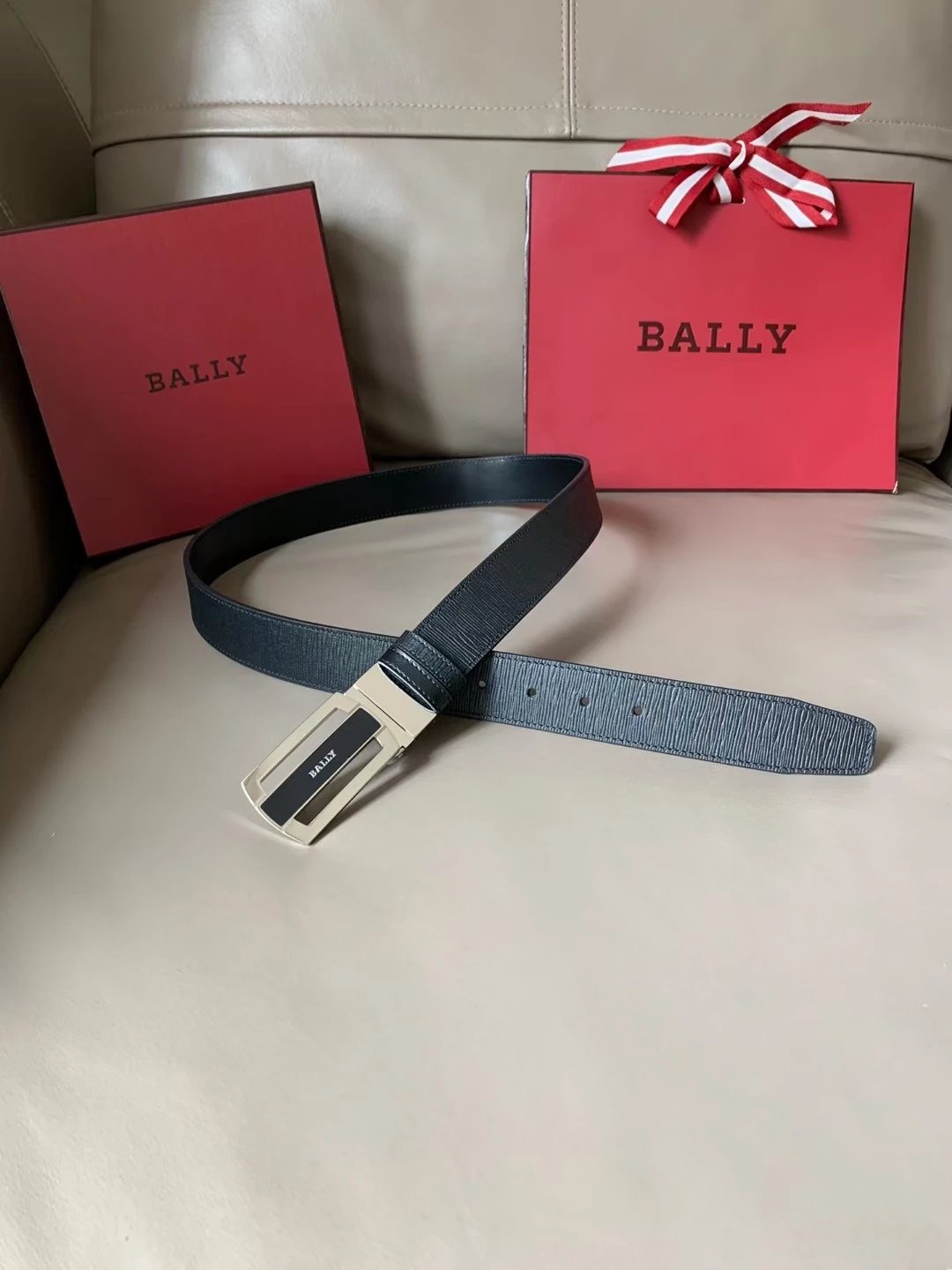 Bally Belt Top version Original Single Belt Counter New Men's Double-Sided Casual Business Belt Wide3.4cm Double-Sided Head Layer Cowhide Belt First Layer Cow Leather Belt Men and Women Business Casual Belt Belt Men's Leather Belt