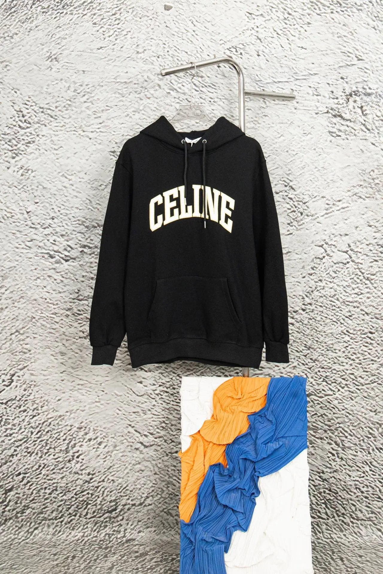 Celine Jackets Crackle Print logo Hooded Sweatshirt Hoodie Jacket Top Unisex Sports Casual Loose Fit Versatile