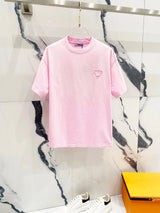 PRADA T-shirt Chest Triangular Plate Paste Cloth Embroidery logo round Neck Short Sleeve25ss New Pure Cotton Unisex Style T T-shirt OS Loose Fit Base Shirt Top Half Sleeve T-Shirt
