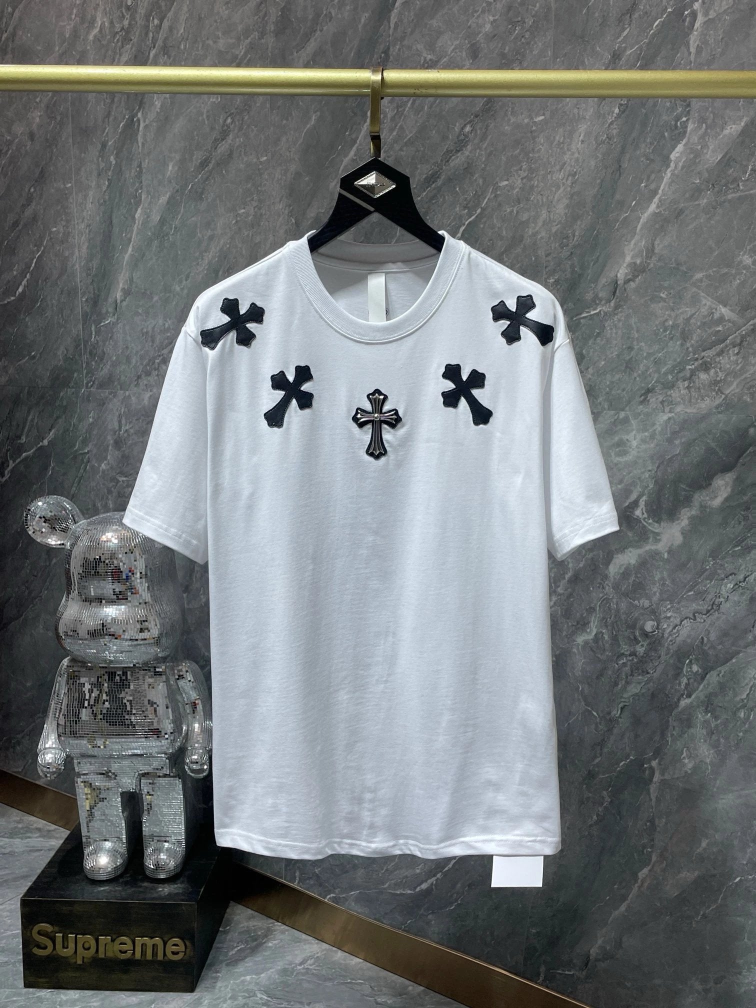 Chrome Hearts T-shirt Top Version Neckline Labeling New Men's and Women's Same Style Short Sleeve T Summer Fashionable Shirt