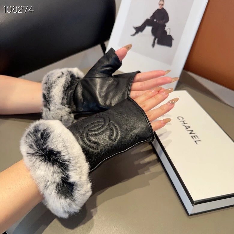 Chanel Gloves Short Autumn and Winter Rex Rabbit Wool Gloves Worth Comparing the Same Style with Different Quality，Imported First Grade Sheepskin➕Lazy Rabbit Fur Brushed Lining Classic but Not Current