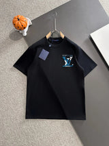 Louis Vuitton LV T-shirt Color-Block Letter Towel Embroidery on the Chest logo round Neck Short Sleeve25ss New Pure Cotton Unisex Style T T-shirt OS Loose Fit Base Shirt Half Sleeve T-Shirt Top Half Sleeve