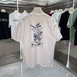 Amiri T-shirt Back Angel Pattern Print logo round Neck Short Sleeve25ss New Pure Cotton Unisex Style T T-shirt OS Loose Fit Base Shirt Top Half Sleeve T-Shirt