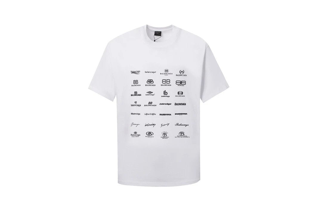 Balenciaga T-shirt Front and Back Art Logo Print logo round Neck Short Sleeve25ss New pure cotton T Unisex T-Shirt OS Loose Fit Base Shirt Top Half Sleeve T-Shirt
