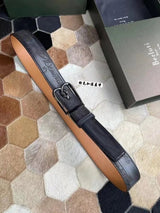 Berluti Belt Top version Original Single Men's New High-End Double-Sided Belt Waist Belt Pure Steel Rotating Pin Buckle Buckle Double-Sided Two-Color Totem Carving Carved Genuine Leather35mm Full Package Belt Men