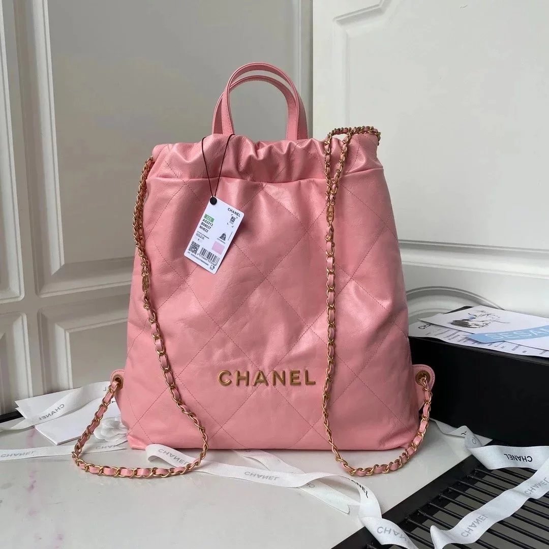 Chanel Women's Bag Top version 【Original Leather Surrogate Shopping】2022New bag22bag Backpack22No. Garbage Bag Backpack22bag Shoulder Bag Hand-Carrying Bag Backpack Shoulder Bag Women's Bag As3313AS3859