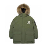 MLB Down Jacket Top Version South Korea Workwear down Jacket Fur Collar Outdoor Mid-Length Thick Windproof Hooded Men's and Women's Same Winter Coat