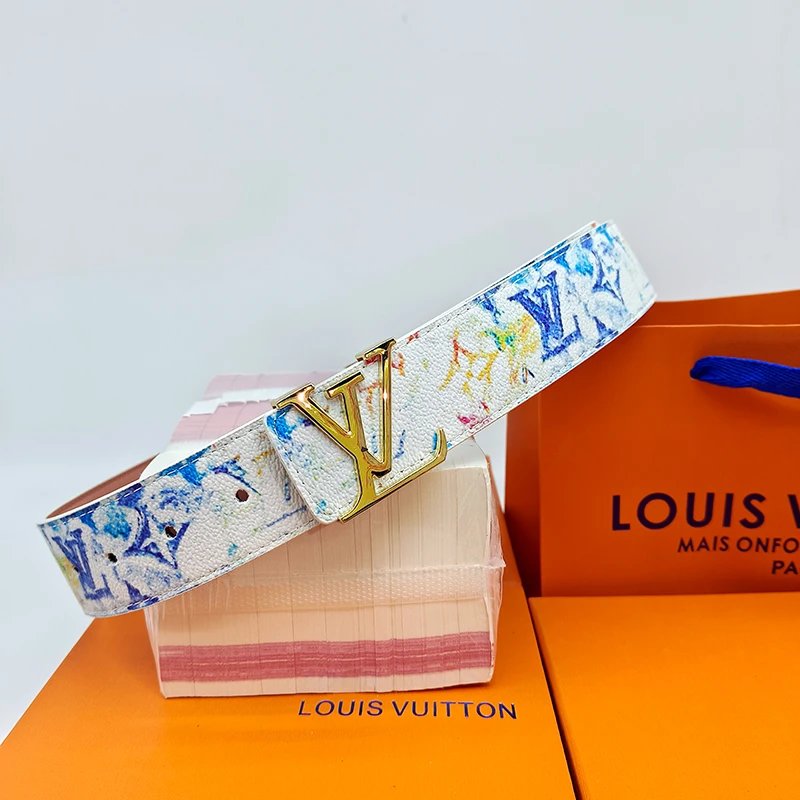 Louis Vuitton LV Belt Belt Men's Graffiti Casual All-Matching Men's Smart Guy Belt Trendy Brand Pant Belt Young Student Pants Belt