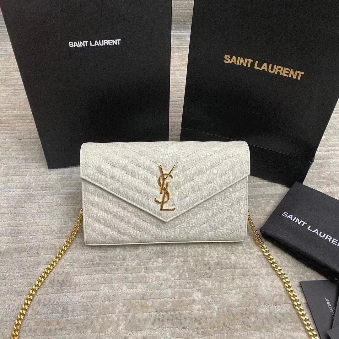 YSL Women's Bag Top version Yang Shulin WOC Envelope Package Chain Bag Women's Bag Crossbody Bag Caviar Cowhide woc Large Chain Bag22.5cm377828