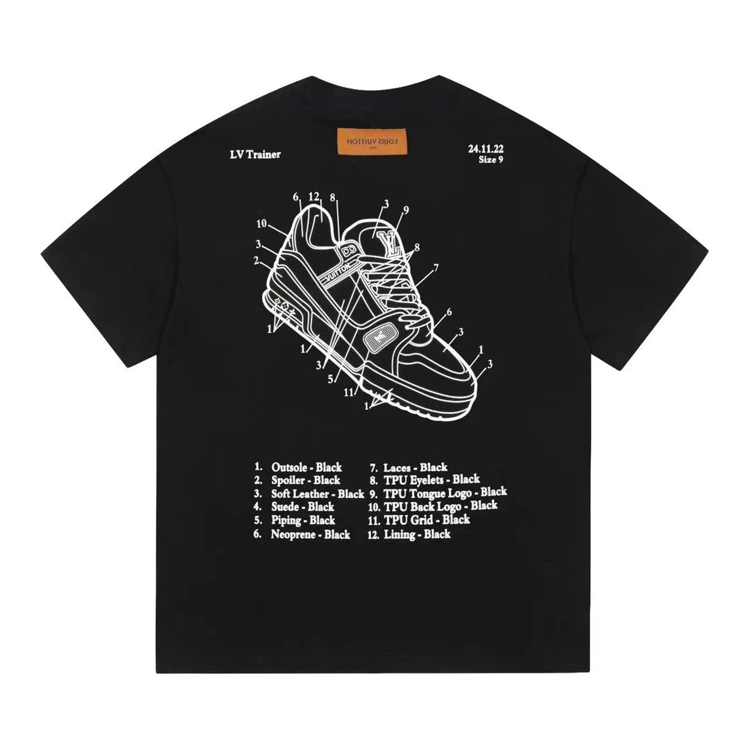 Louis Vuitton LV T-shirt Back Hand-painted Treasure Shoe Print logo round Neck Short Sleeve25ss New pure cotton T Unisex T-Shirt OS Drop Shoulder Loose Fit Base Shirt Top T-Shirt Short Sleeve