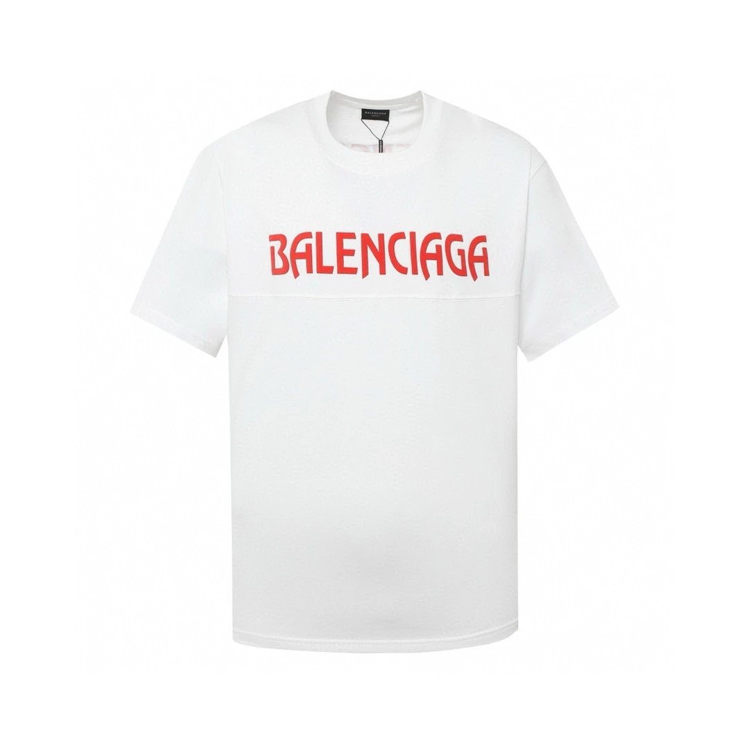 Balenciaga T-shirt 3D Foam Printed Patchwork Round Neck Short Sleeve25ss New Pure Cotton Unisex Style T T-shirt OS Loose Fit Base Shirt Short Sleeve T-Shirt Top