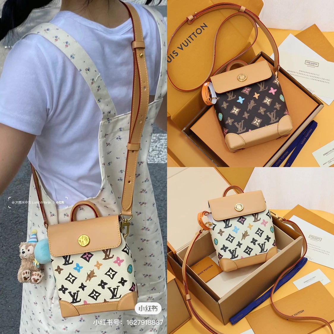 Louis Vuitton LV Backpack Top version 【Super MB Chip Version Original Leather】2024New White Color Messenger Bag New M83429White Color NanoSteamerTYler Joint Name Small Bookbag Handbag Shoulder Bag Messenger Bag Handbag Casual Bag Women's Bag