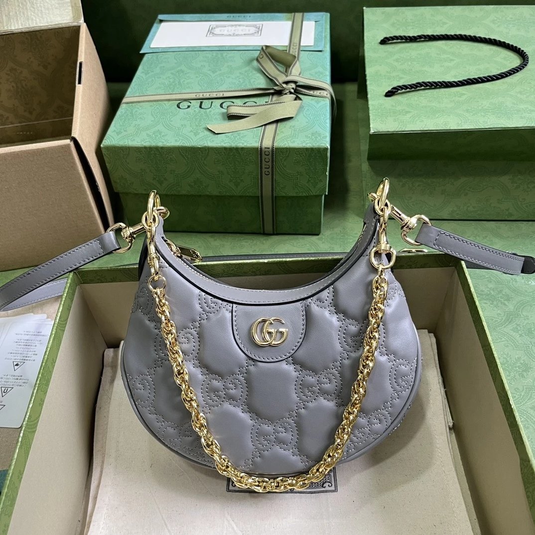 Gucci Women's Bag Top version 【New Arrival】MatelasséMini Small Sized Handbag73973673970923Early Autumn New Collection Moon Bag Shoulder Bag Messenger Bag Chain Bag Messenger Bag Women's Bag Baguette Bag