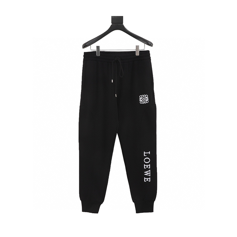 LOEWE Sweatpants 24Fw Heavy Industry Cutting Logo and logo Embroidery Stitching Trousers for Men and Women