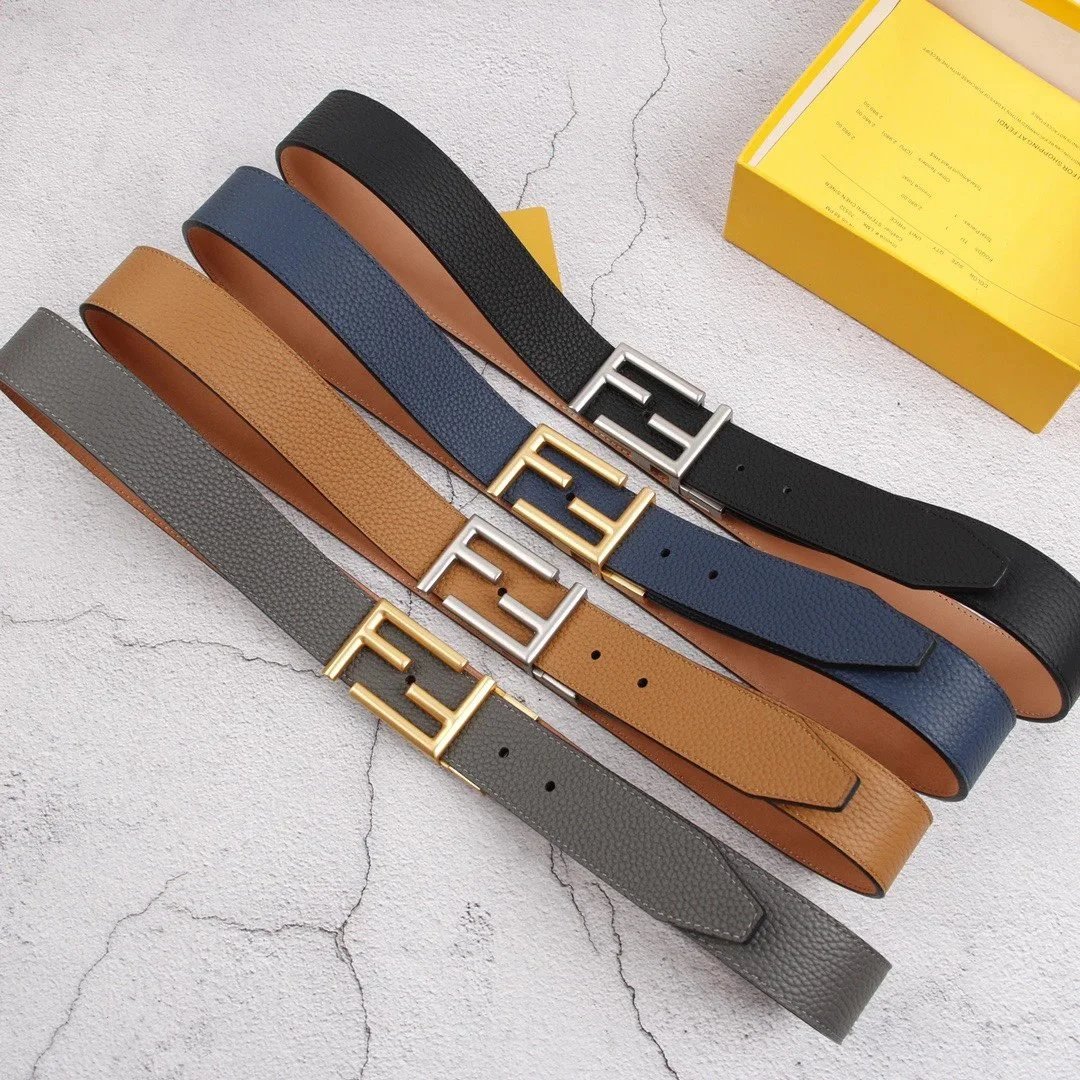 FENDI Belt Top version Belt Men's and Women's Belt Italy Imported Cowhide Leather Pure Original Leather Men's Belt Smooth Buckle Man's Belt3.8cm