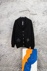 Chrome Hearts Sweater Turn-down Collar Knitted Sweater Unisex Outerwear Long Sleeve Soft Lazy Style Sweater Coat Thickened Versatile Casual Wear