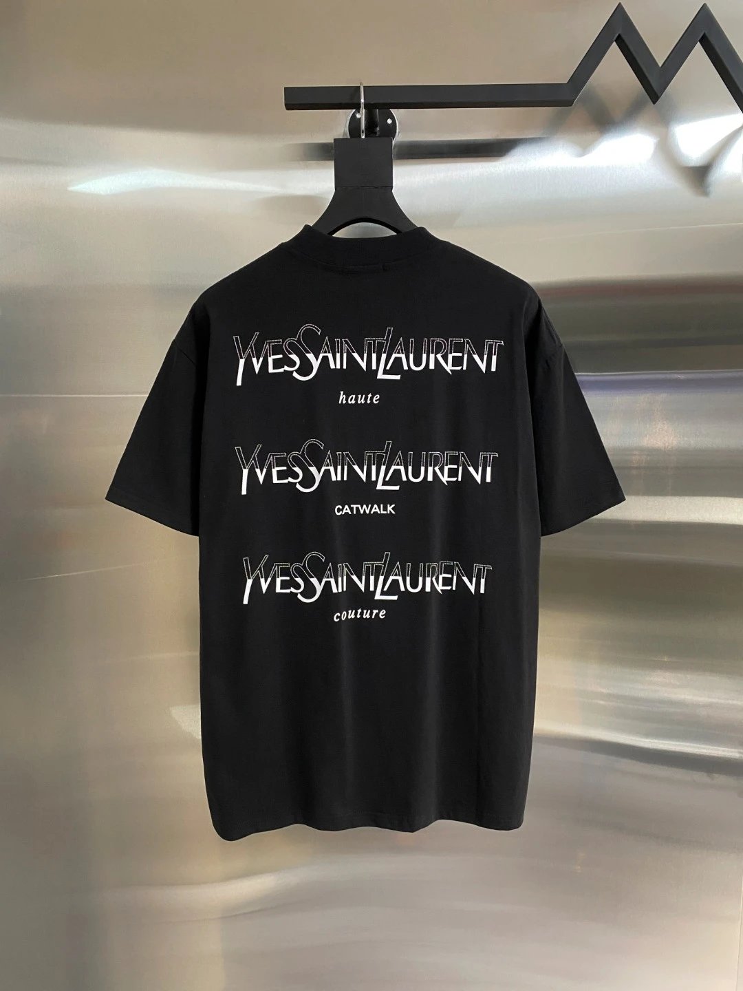 YSL T-shirt Back Letter Gradient Print logo round Neck Short Sleeve25ss New Pure Cotton Unisex Style T Casual T-Shirt Base Layer Shirt OS Loose Fit Half Sleeve Top Plus Size