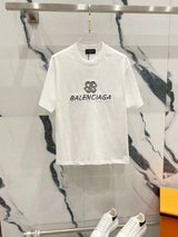 Balenciaga T-shirt Unique Asymmetric Embroidery BB Letters LOGO Logo Crew Neck Short Sleeve25ss New pure cotton T Unisex T-Shirt OS Loose Fit Base Shirt Top T-Shirt Short Sleeve