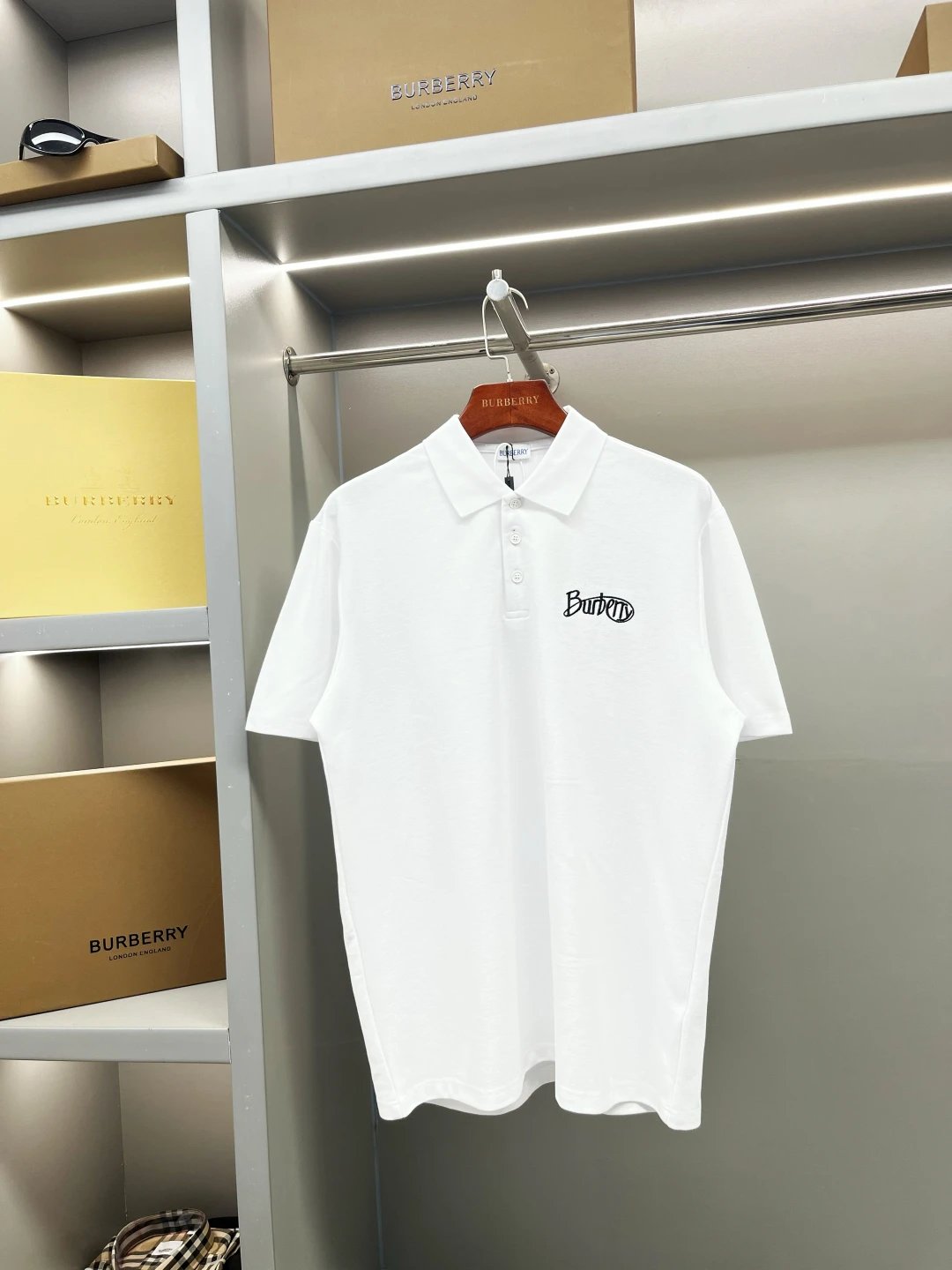 Burberry T-shirt Micro Logo Letter Embroidery Pique Cotton POLO Shirt Lapel Short Sleeve25ss New Unisex Summer Short Sleeve OS Loose T Business Half Sleeve Shirt Plus Size T-Shirt